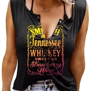 Tennessee Whiskey Graphic Tank Top - Black